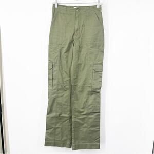 Abercrombie & Fitch Green High Rise Cargo Straight Leg Pant LONG